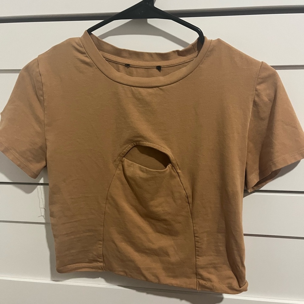 tan shirt